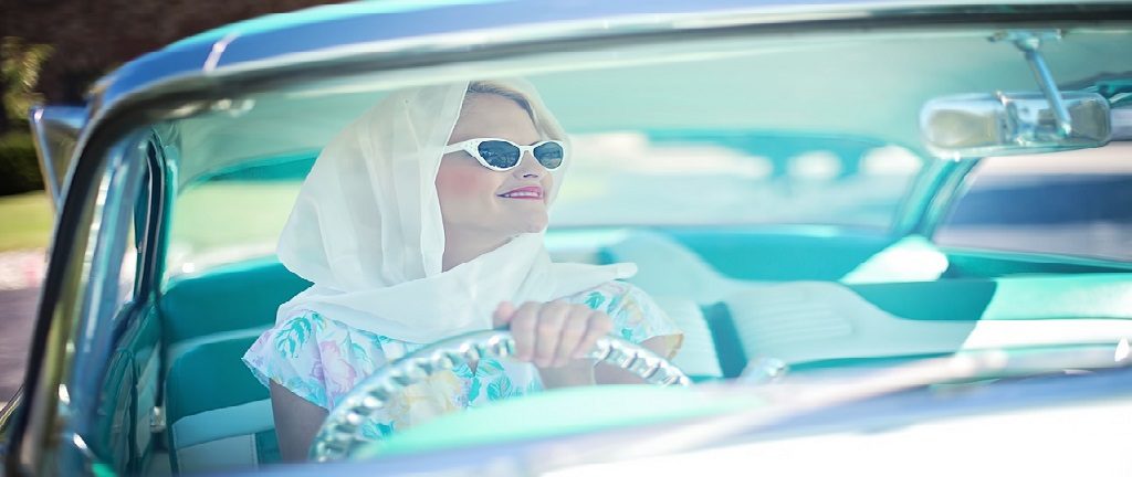 girl driving a car